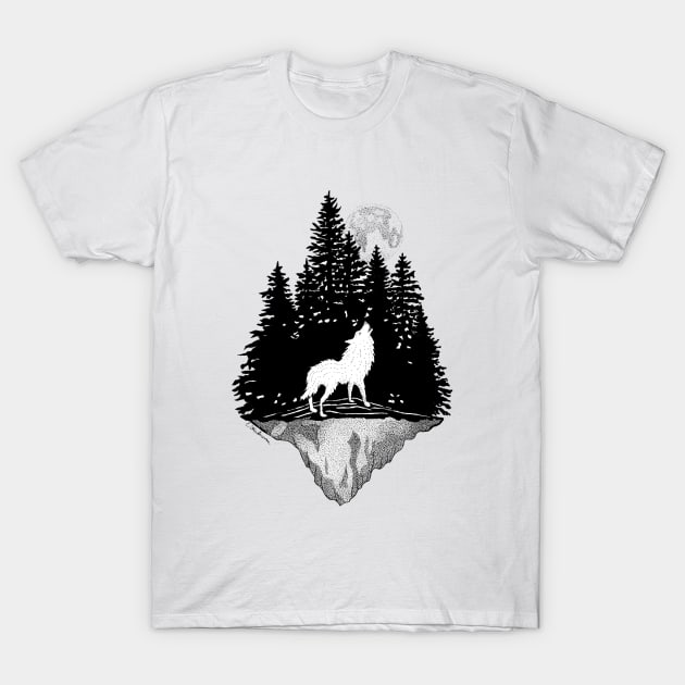 Howling Wolf T-Shirt by Broken Line Design